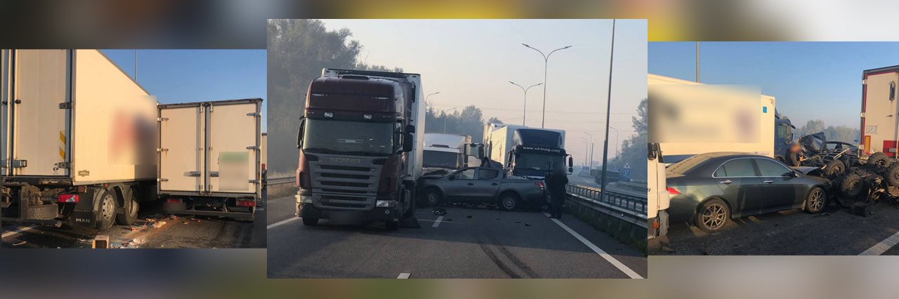 У ДТП на трасі Київ-Харків зіткнулися три вантажівки та три легковика