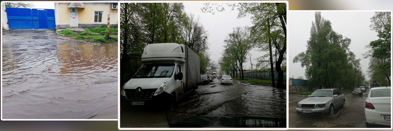 У Полтаві після нічного дощу вулиця Кагамлика перетворилася на річку – автомобілі утворили довжелезну «тягнучку»